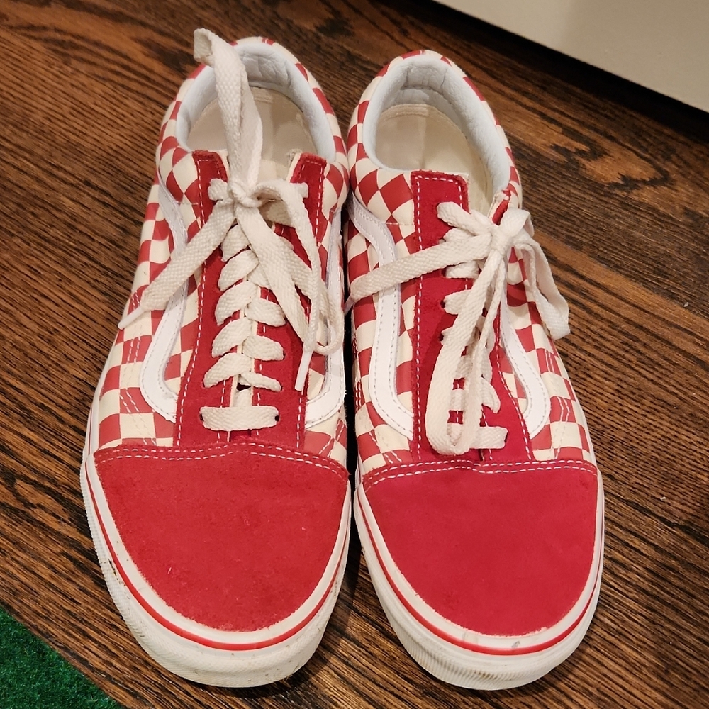 Vans Red and White Checkered Sneakers